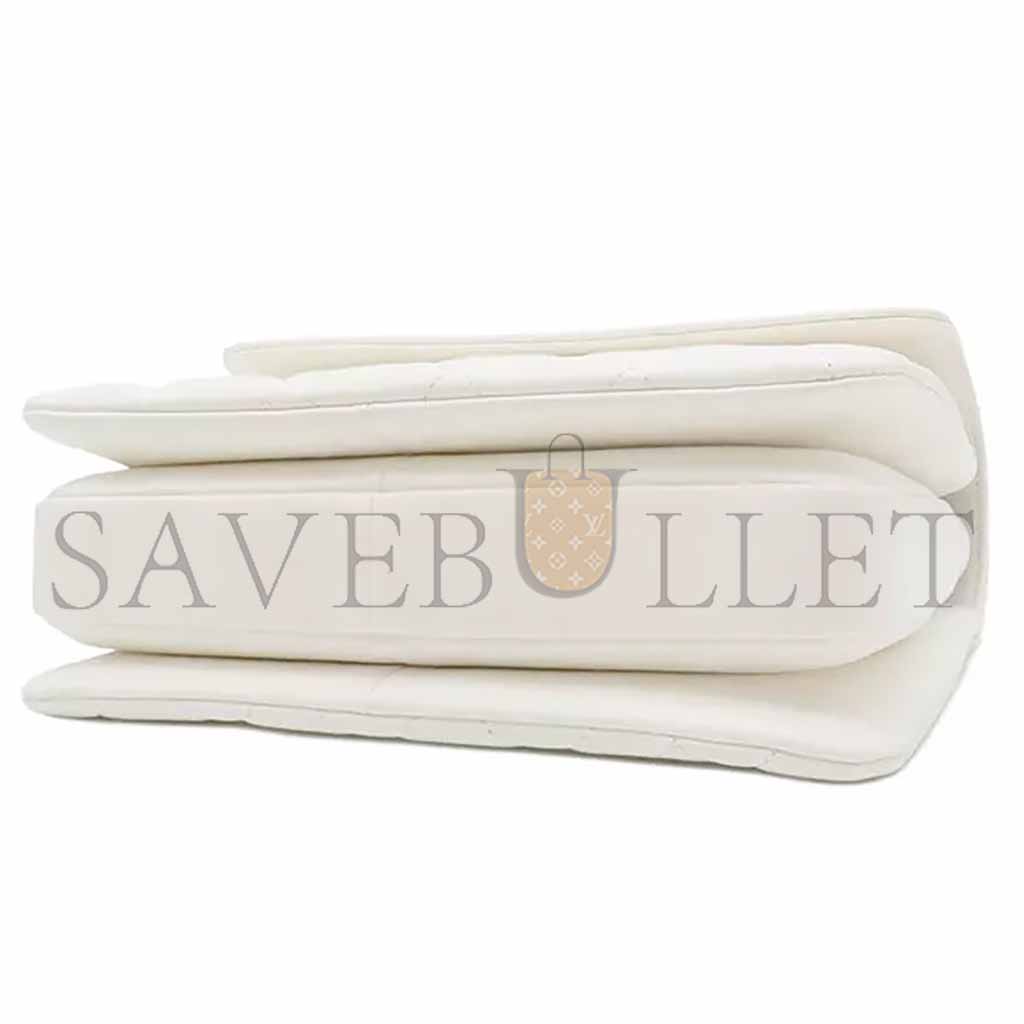 Ch*el 2way bag top handle flap bag lambskin white as4654 (25*16*9cm)